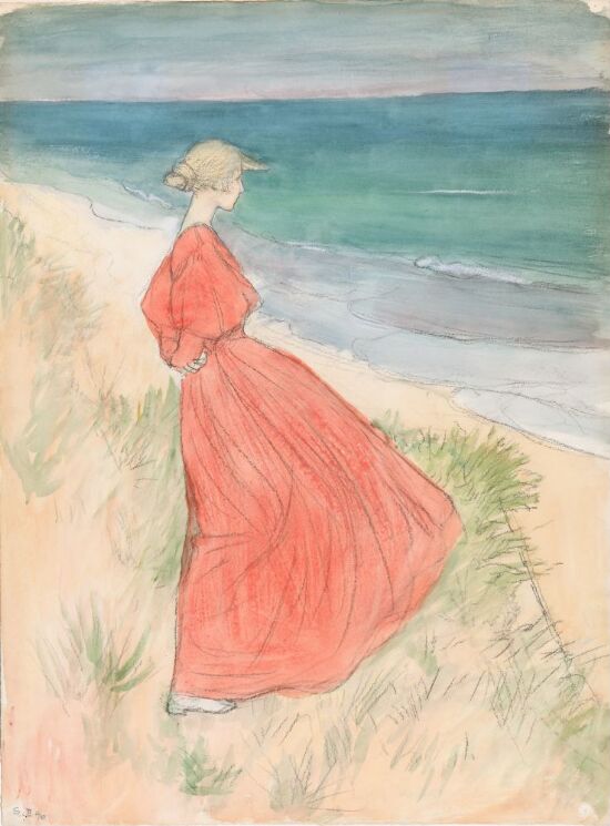 Ung kvinne ved havet