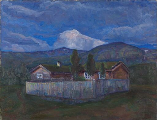 The Holbø Mountain Farm in Moonlight