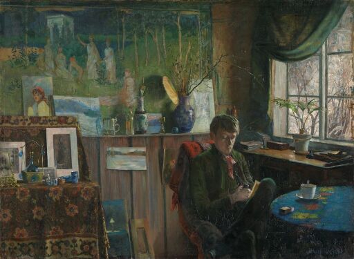 At the Widow. Portrait of the Artist Kalle Løchen