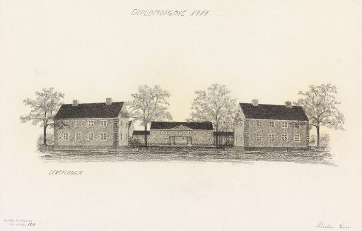 Utkast til et boligområde, perspektiv fra lekeplassen