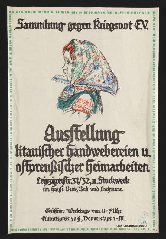 Sammlung gegen Kriegsnot e.V. - Ausstellung litauischer Handwebereien u. ostpreußischer Heimarbeiten