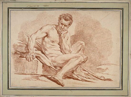 Aktstudie, sittende mann
