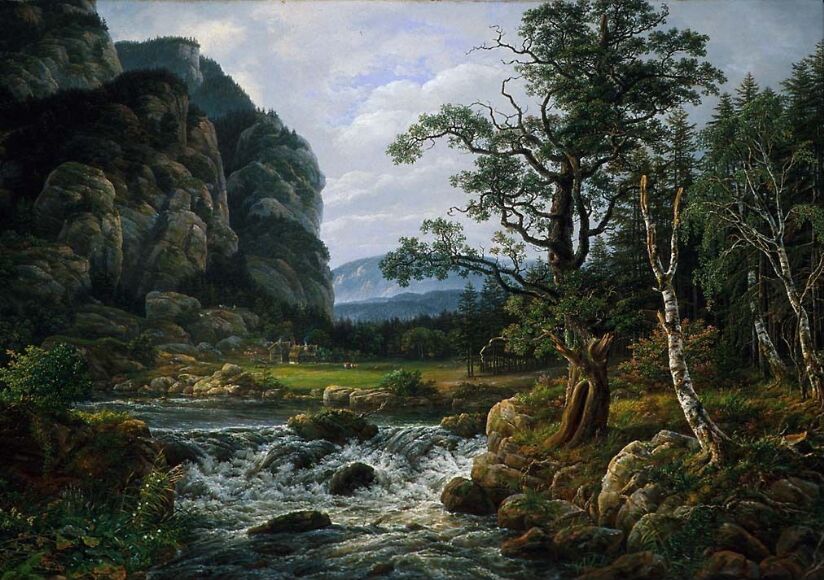 Johan Christian Dahl, Norsk fjellandskap med elv – Nasjonalmuseet –  Samlingen