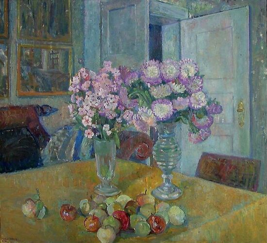 Autumn Flowers and Apples