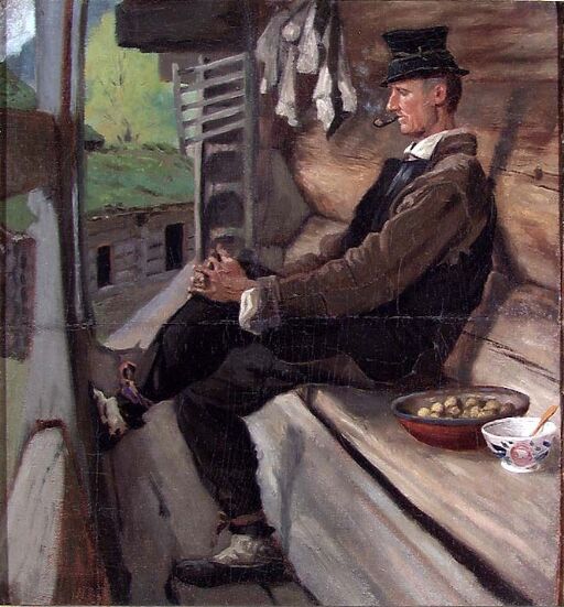 Farmer from Setesdal smoking a Pipe