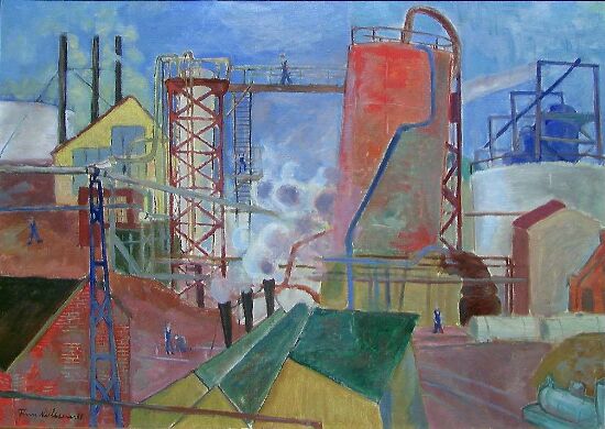 Oil Refinery. Sketch for a decoration for Milgården in Oslo