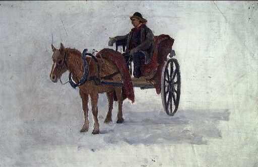 Mann med hest og kjerre