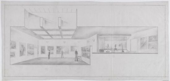 Galleribygning for Sejerstedt Bødtker, perspektivisk snitt