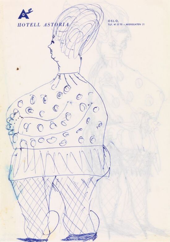 Stående kvinne, i profil