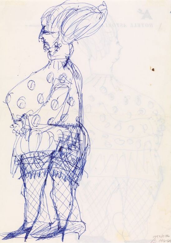 Stående kvinne, i profil