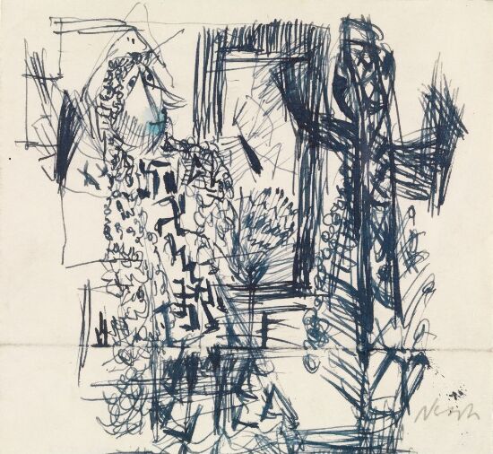 Interiør med to figurer