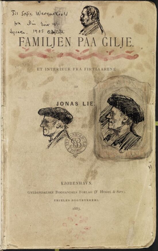 Skisser i Jonas Lies bok "Familien på Gilje" (København 1883)