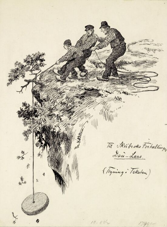 Illustrasjon til "Sandfærdige skrøner og sligt noget. Fortalt av Mathias Skeibrok", Kristiania 1891