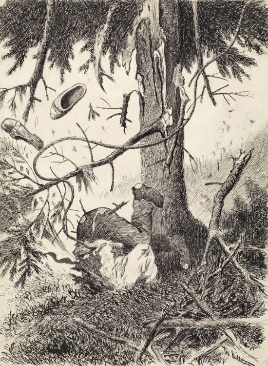 Så fór han ned i jorden og satte hodet i like til skuldrene