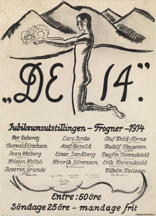 Plakat til utstillingen "De 14"