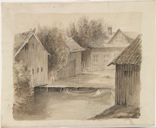 Hus, brygge og båter