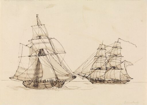 Two sailing ships