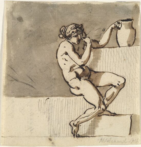 Sittende naken kvinne