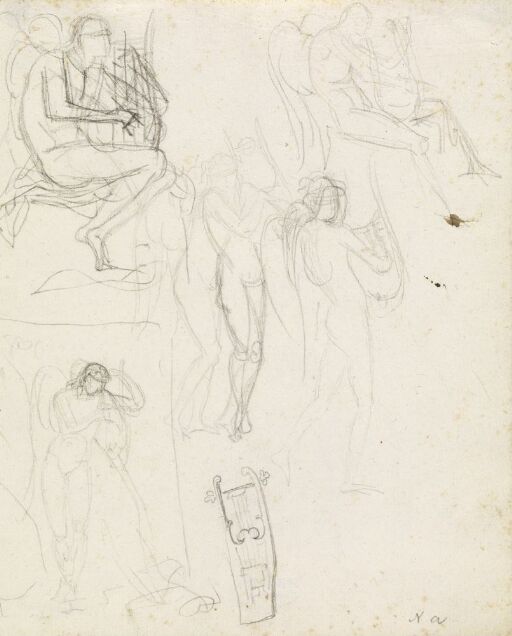 Apollo med lyre; figurstudier
