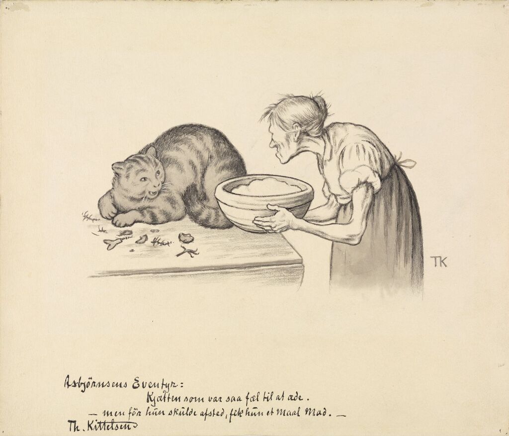 Theodor Kittelsen The Old Woman Set A Bowl Of Porridge In Front Of Her Nasjonalmuseet Collection