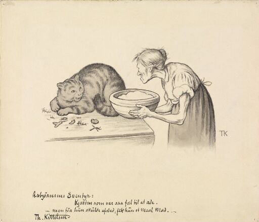The Old Woman set a Bowl of Porridge in front of her