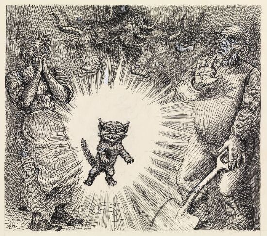 Best han grov, sprang det en katt fram av båsen og bortover golvet