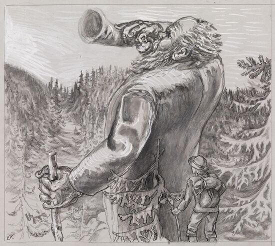 Illustrasjon til "De tre prinsesser i Hvittenland", P. Chr. Asbjörnsen og J. Moe, Samlede eventyr, 1936