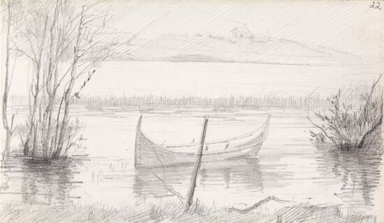 Kystlandskap med robåt