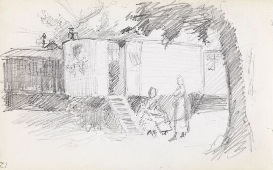 Mennesker ved husvogn