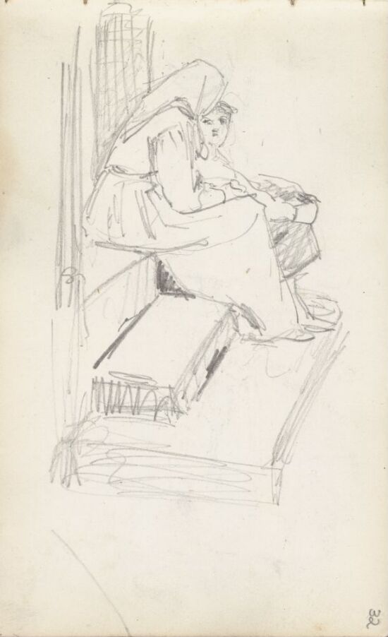 Kvinne og barn sittende på trapp