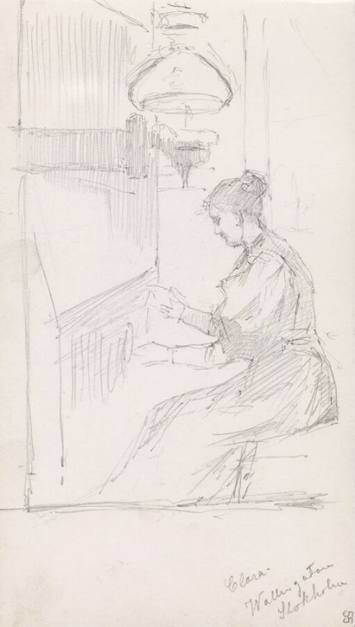 Clara Birch ved veven