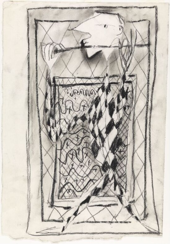 Fløytespiller i harlekin-drakt