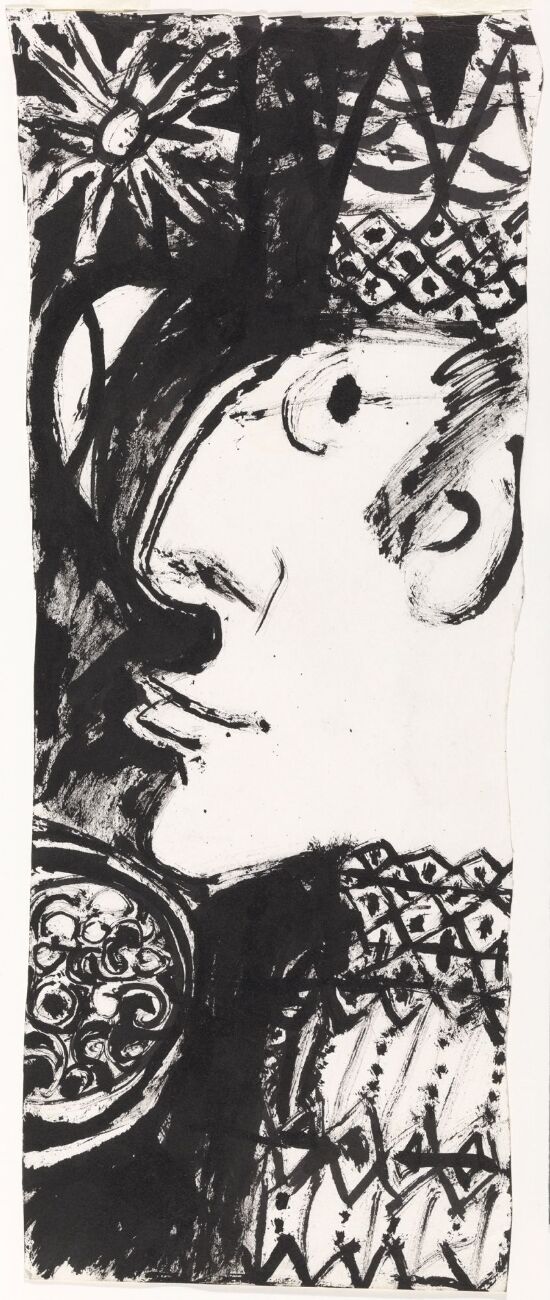 Figur med krone, profil mot venstre