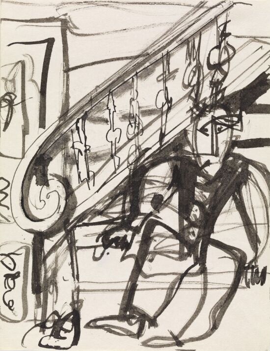 Interiør med sittende mann