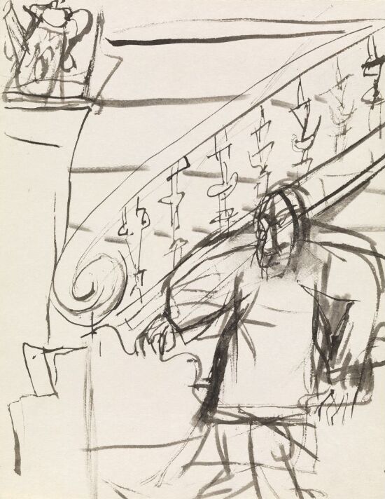 Interiør med sittende mann