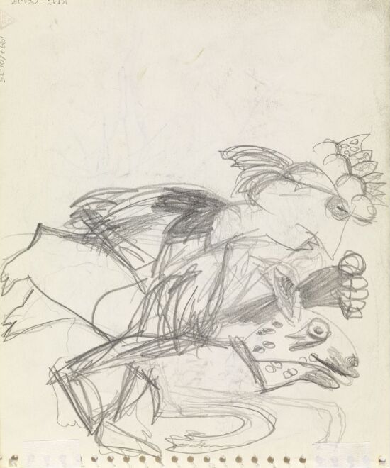 Figur med krone og dyr