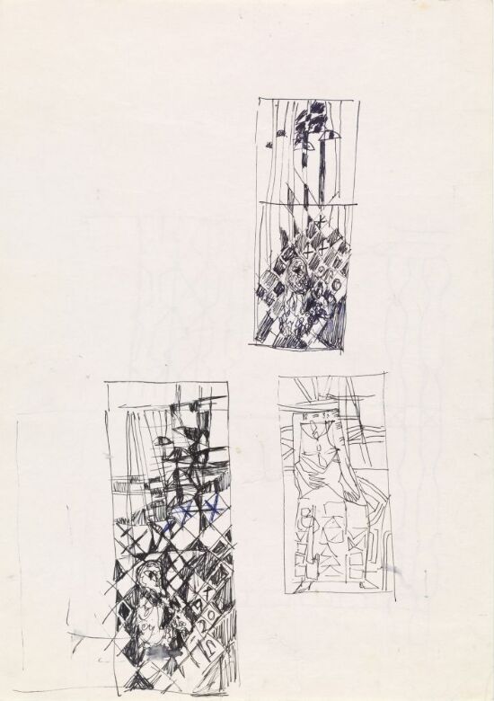 Tre komposisjonsutkast (Eselrytter)