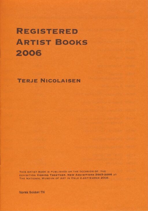 1700 Katalog: Artist's Books 1995-2006