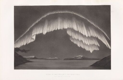 Nordlys nord for Bossekop, 6. januar 1839, kl. 18.27