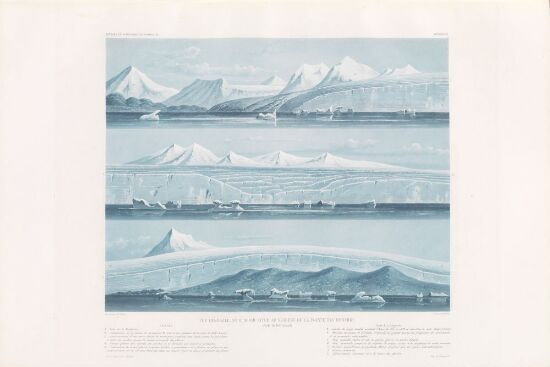 Vue générale du glacier situé au sud-est de la Pointe des Renards (rade de Bell-Sound)