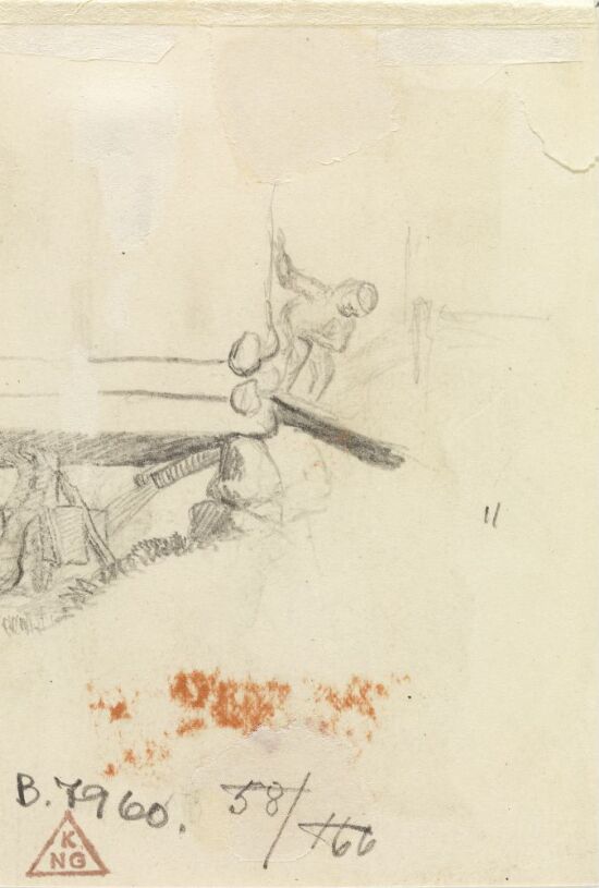 Forarbeid til illustrasjon til "Matthias Skytters historier" i P. Chr. Asbjørnsen, Norske Folke- og Huldre-Eventyr i Udvalg, Kjøbenhavn 1879