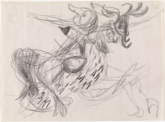 Kvinne ridende på fabeldyr