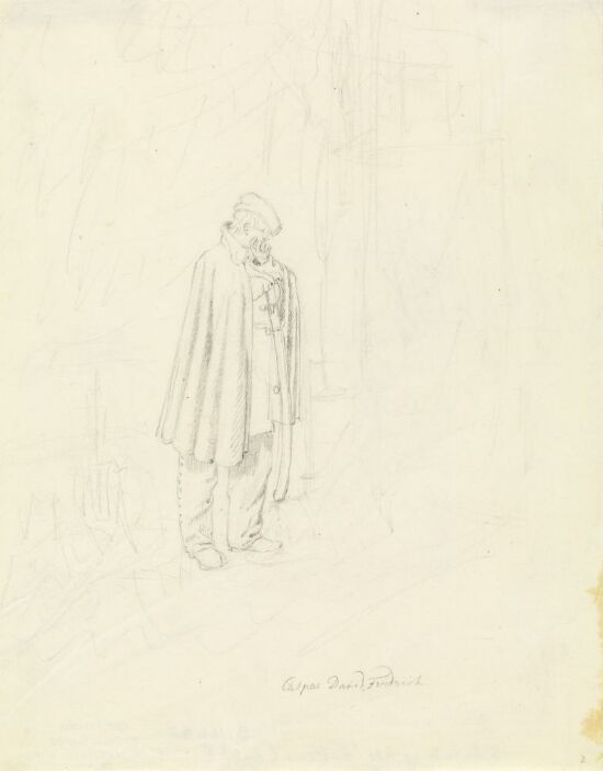 Mann med barett og kappe