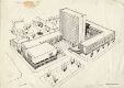 Forarbeid til "gård i gård",konkurranseutkast til rådhus i Bergen