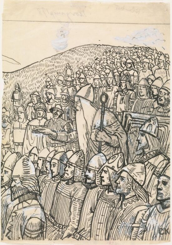 Illustrasjon til "Olav den Helliges Saga" i Snorre Sturlason, Kongesagaer, Kristiania 1899