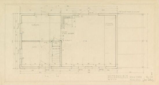 Eget sommerhus på Beltesholmen. Plantegning av første etasje.