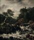 Fjellandskap med foss, kopi etter J. Ruisdael