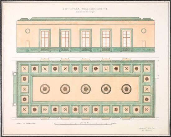 Utkast til rådhus ved torvet i Trondheim, skjema av festsalen
