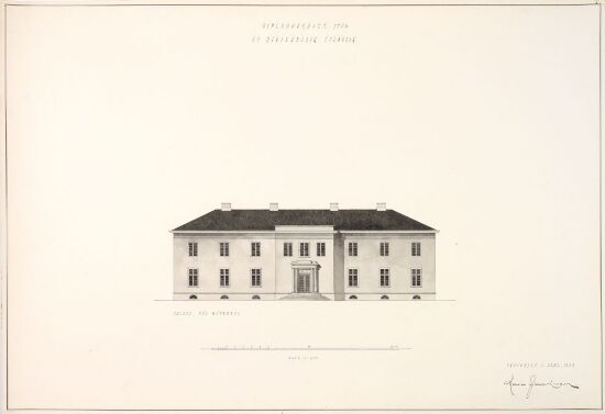 Utkast til en herskapelig enebolig, fasade mot hovedvei