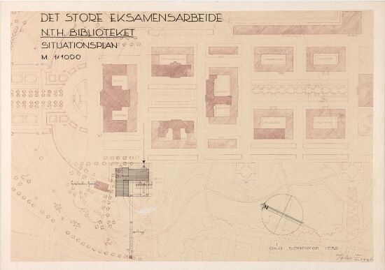 Utkast til bibliotek for NTH, situasjonsplan